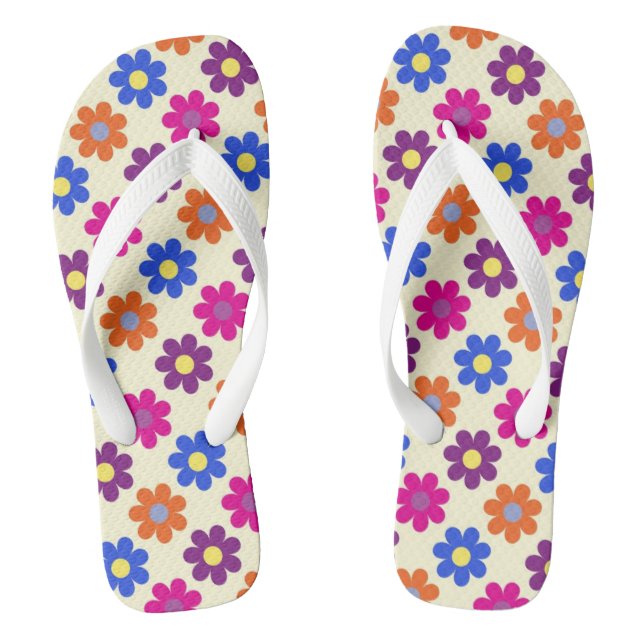 Cute Retro Penny Flower Pattern Jandals (Footbed)