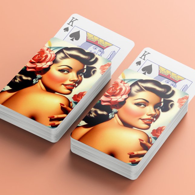 Cute Retro Pin Up and Roses Playing Cards (Creator Uploaded)