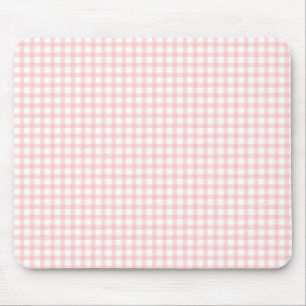 Cute Retro Pink Gingham Plaid pattern Mouse Pad