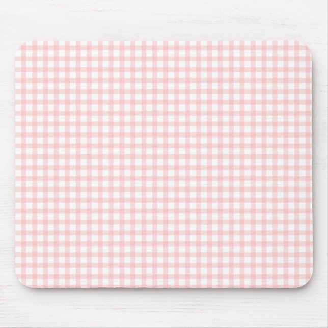 Cute Retro Pink Gingham Plaid pattern Mouse Pad (Front)