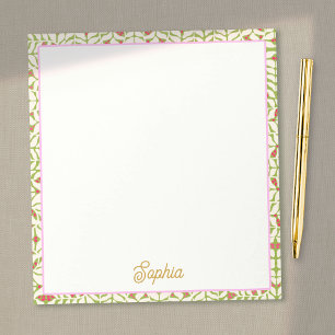 Cute Retro Pink Green Personalised Notepad