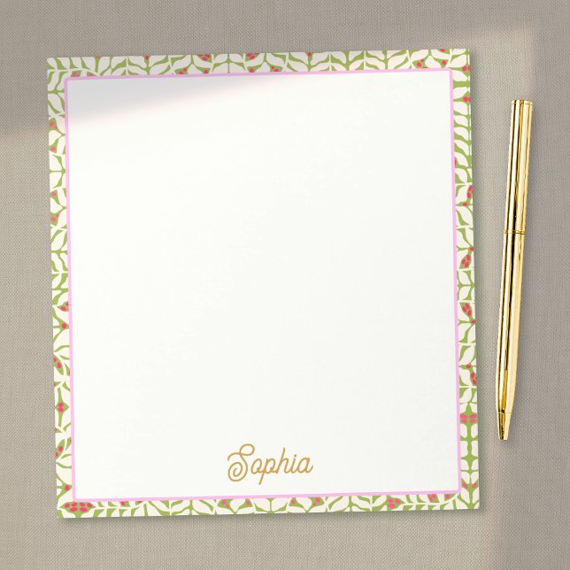 Cute Retro Pink Green Personalised Notepad (Creator Uploaded)