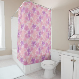 Cute Retro Pink Roses Pattern Shower Curtain