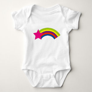 Cute Retro Pink Shooting Star Colourful Rainbow Baby Bodysuit