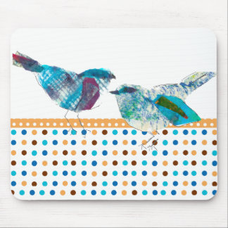 Cute Retro Polka Dot Blue Bird Modern Design Mouse Pad