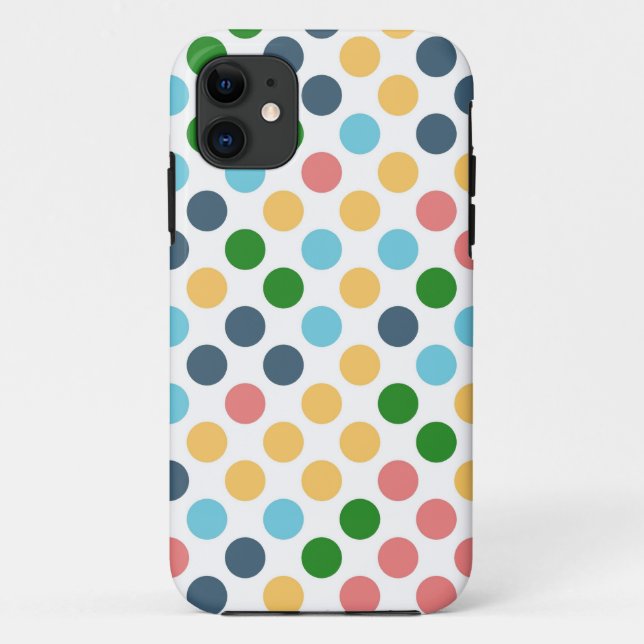 Cute Retro Polka Dots | Yellow Pink Green Aqua Case-Mate iPhone Case (Back)