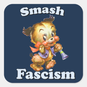 Cute Retro Puppy - Smash Fascism Square Sticker