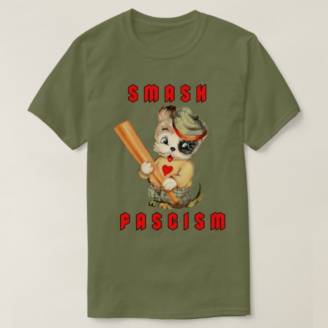 Cute Retro Puppy - Smash Fascism T-Shirt (Design Front)