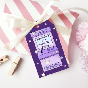 Cute Retro Purple Arcade Game Kids Birthday Gift Tags
