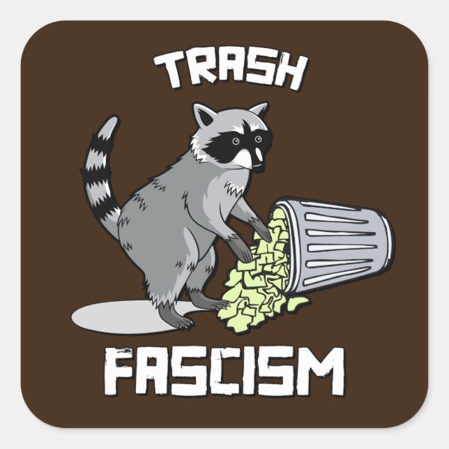Cute Retro Racoon - Trash Fascism Square Sticker (Front)