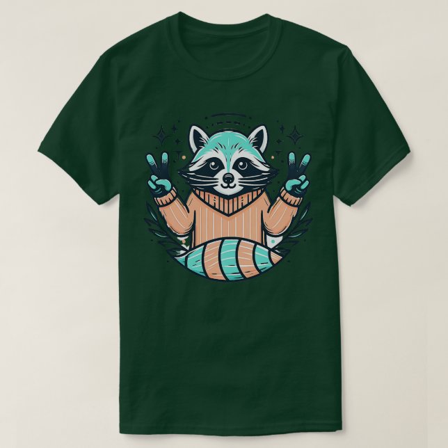 Cute Retro Racoon with T-Shirt (Design Front)