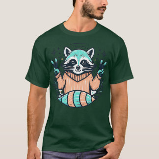Cute Retro Racoon with T-Shirt