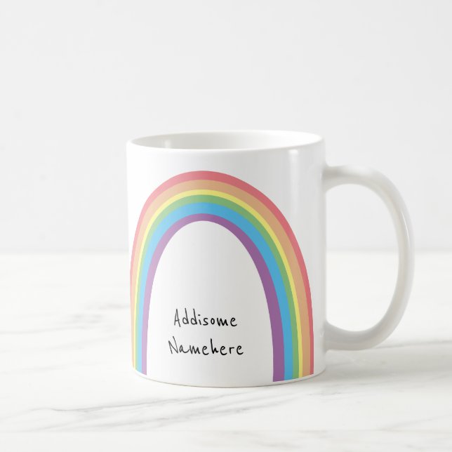 Cute Retro Rainbow  Fun  Add Your Name Coffee Mug (Right)