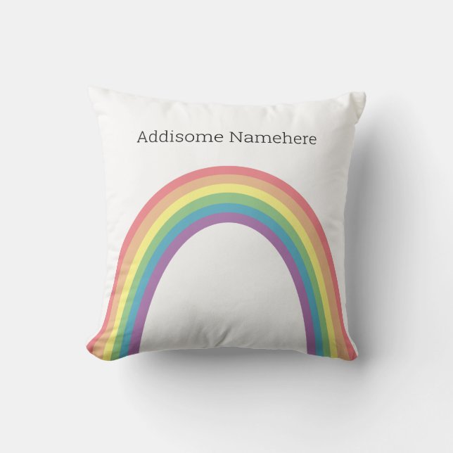 Cute Retro Rainbow  Fun  Add Your Name Cushion (Front)