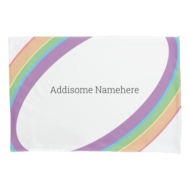Cute Retro Rainbow  Fun  Add Your Name Pillowcase (Front)