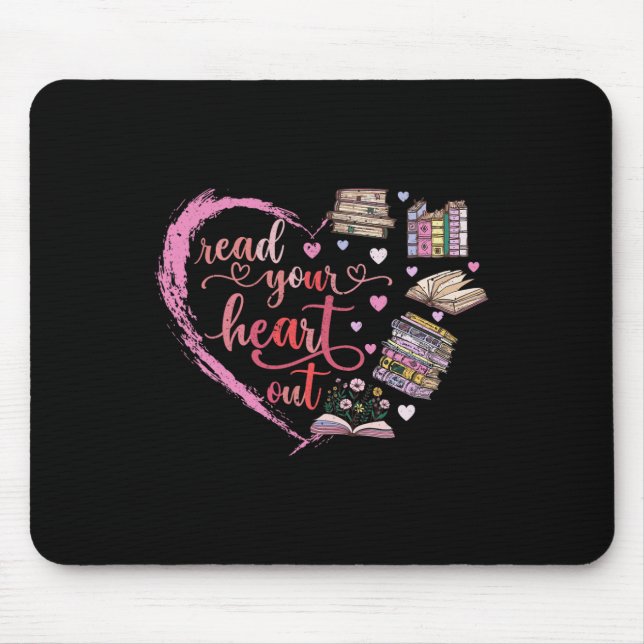 Cute Retro Reading Book Reader Women Valentine  Mouse Pad (Front)