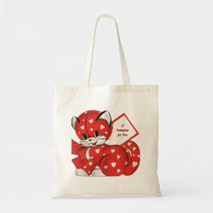 Cute Retro Red Kitten Valentine Budget Tote Bag