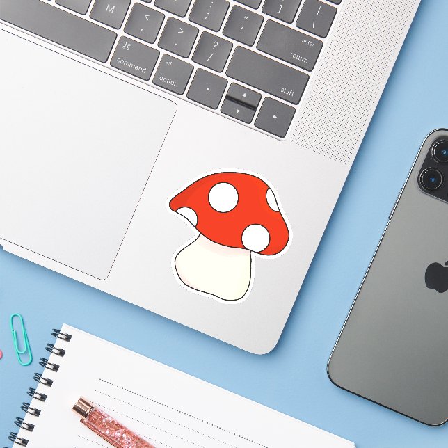 Cute retro red spotted mushroom (Laptop w/ iPhone)