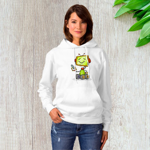 Cute Retro Robot Cartoon Fun AI Tech Digital Art Hoodie