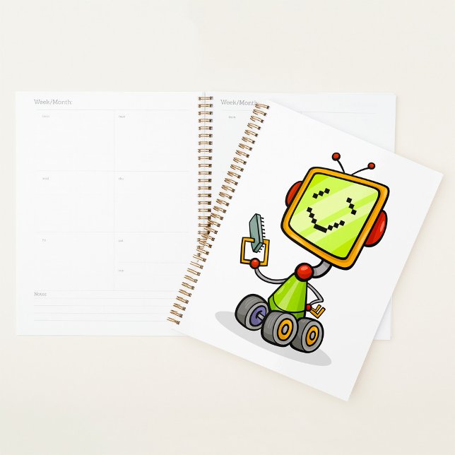 Cute Retro Robot Cartoon Fun AI Tech Digital Art  Planner (Creator Uploaded)