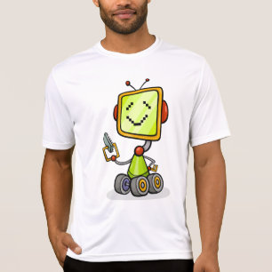 Cute Retro Robot Cartoon Fun AI Tech Digital Art  T-Shirt