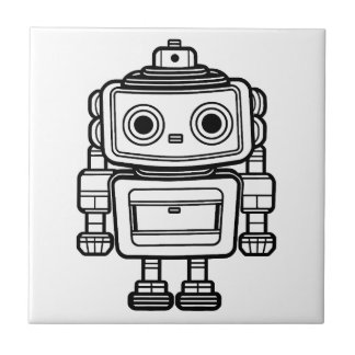 Cute retro robot cartoon illustration tile