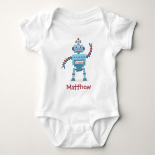 Cute retro robot cartoon personalised baby baby bodysuit