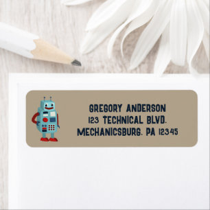 Cute Retro Robot Custom Return Address