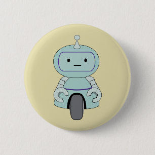 Cute Retro Robot Illustration 6 Cm Round Badge