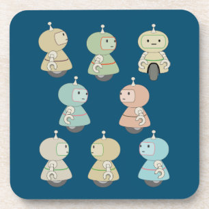 Cute Retro Robot Pattern Coaster