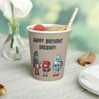 Cute Retro Robots Sci-Fi Boys Birthday