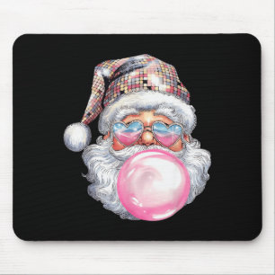 Cute Retro Santa Christmas Blowing Bubble Gum Vint Mouse Pad