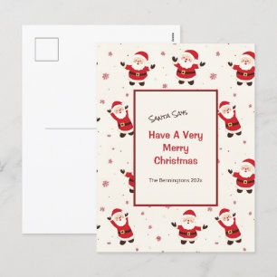 Cute Retro Santa Christmas Postcard