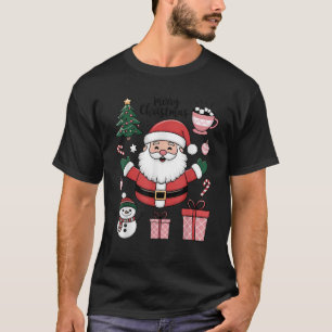 Cute Retro Santa Claus Coquette Bow Xmas Cool Chri T-Shirt