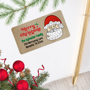 Cute Retro Santa Claus Merry Christmas  Label