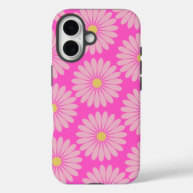 Cute Retro Scandinavian Flower Pattern in Pink   Case-Mate iPhone Case (Back)