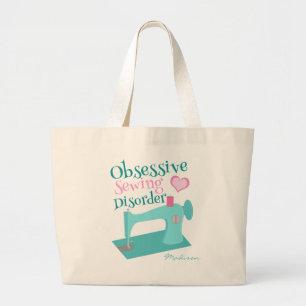 Cute Retro Sewing Machine Seamstress Large Tote Bag