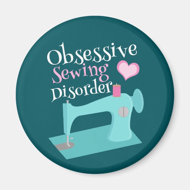 Cute Retro Sewing Machine Seamstress Magnet (Front)