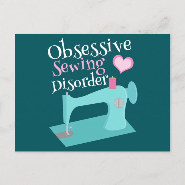 Cute Retro Sewing Machine Seamstress Postcard (Front)