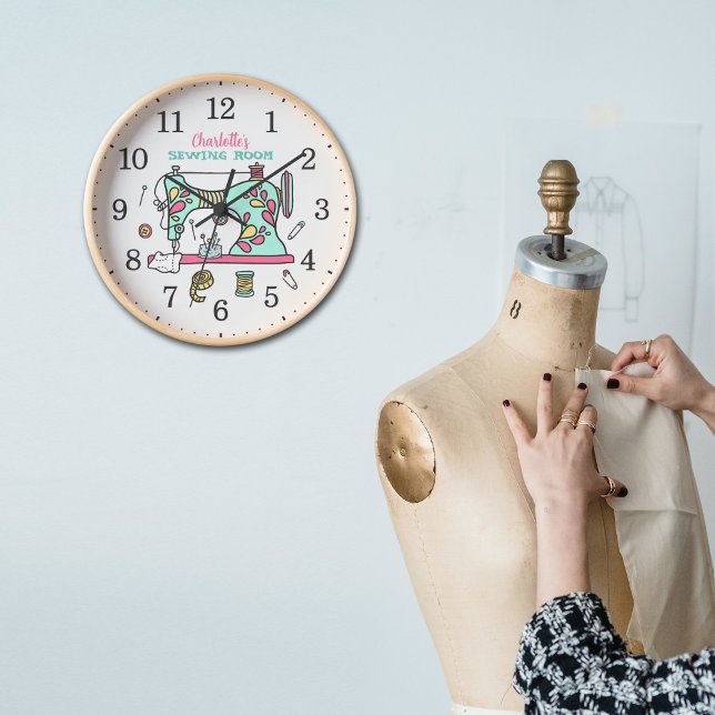 Cute Retro Sewing Room Custom Wood Wall  Clock (Creator Uploaded)