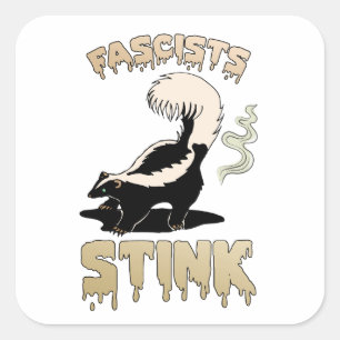 Cute Retro Skunk - Fascists Stink Square Sticker