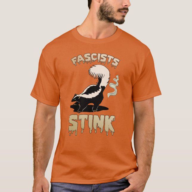 Cute Retro Skunk - Fascists Stink T-Shirt (Front)