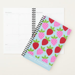 Cute Retro Strawberry Fruit Pattern Personalised Planner