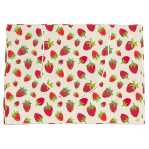 Cute Retro Strawberry Packaging Hand-Illustrated Large Gift Bag