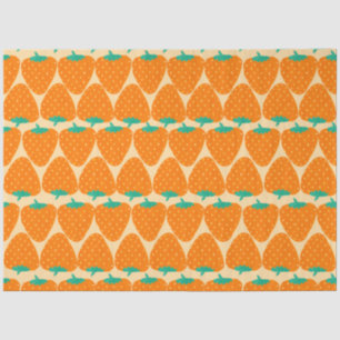 Cute Retro Strawberry Pattern in Orange and Green Tissue Paper