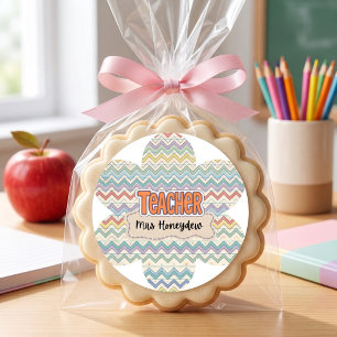 Cute Retro Teacher Appreciation Pattern Classic Round Sticker