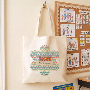 Cute Retro Teacher Appreciation Pattern Tote Bag
