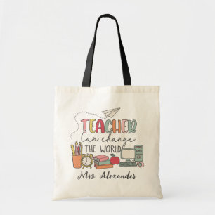 Cute Retro Teacher Day Custom Tote Bag