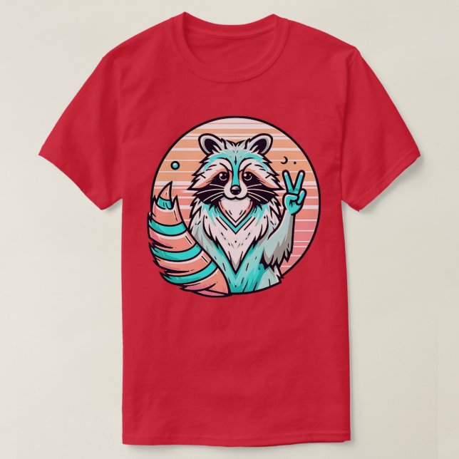 Cute Retro Trash Panda Peace Out T-Shirt (Design Front)