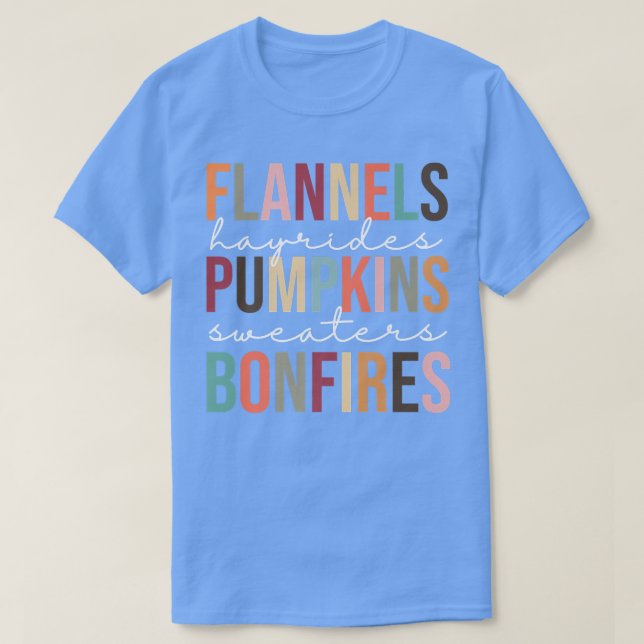 Cute Retro Trendy Beautiful Flannel Pumpkins Bonfi T-Shirt (Design Front)